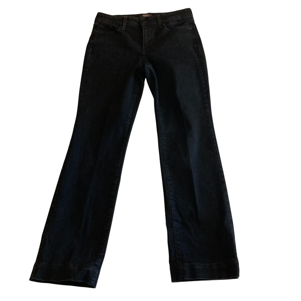 NYDJ Jeans Women 8 Marilyn Straight Leg Black Lift Tuck Technology MNBBMS8517